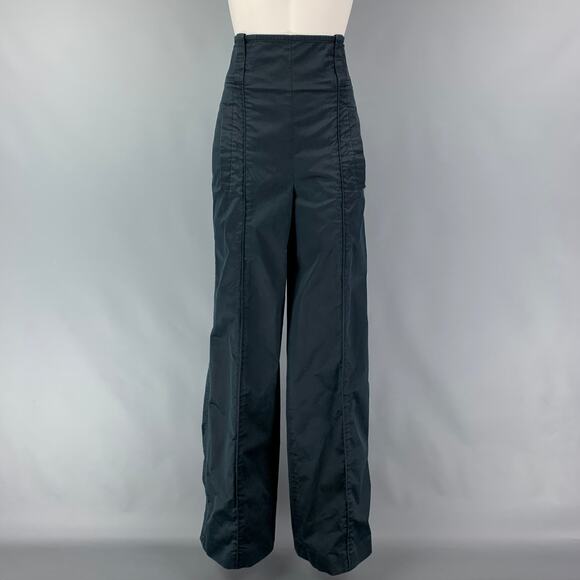 LOUIS VUITTON Size 6 Navy Cotton High Waisted Dress Pants - Picture 1 of 6